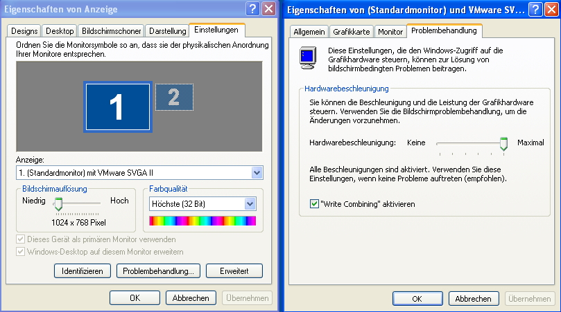 Windows XP Grafikkarteneinstellung